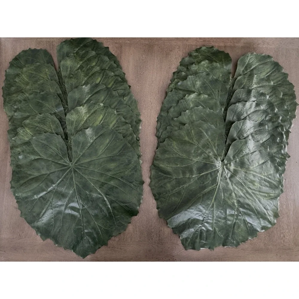 Set Of 12 Green Faux Leaf Shaped Placemats Hollywood Regency Style